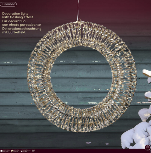 Lumineo Micro LED Wreath – Warm White (27.6 in)