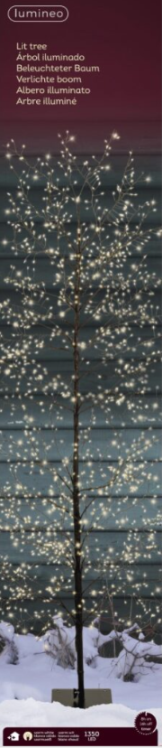 Lumineo Micro LED Birch Tree in Black, Warm White Lights (4.9 ft)