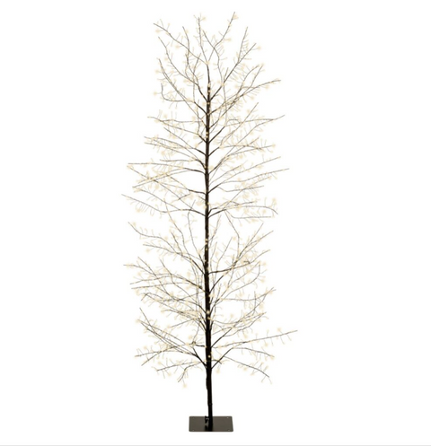 Lumineo Micro LED Birch Tree in Black, Warm White Lights (5.9 ft )