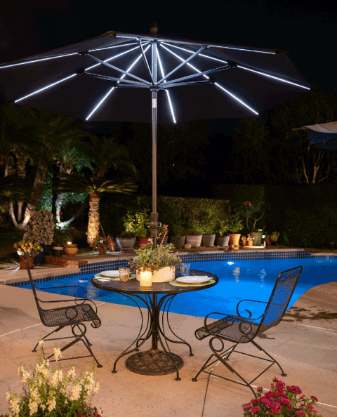 9' Starlux Twist Tilt Umbrella, Bronze Frame - Spa