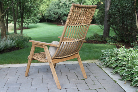 Bohemian Teak & Wicker Basket Single Lounger