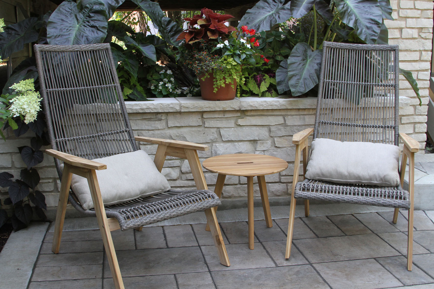 Teak & Wicker Basket Single Lounger - Thumbnail 2