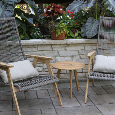 Teak & Wicker Basket Single Lounger