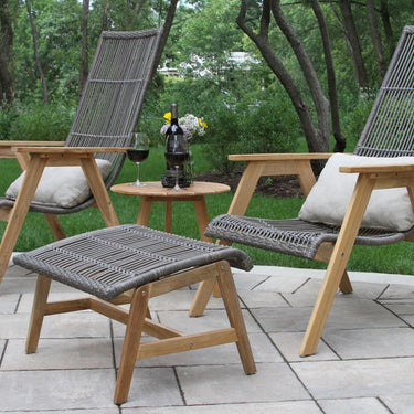Teak & Resin Wicker Basket Single Ottoman