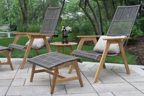 Teak & Resin Wicker Basket Single Ottoman