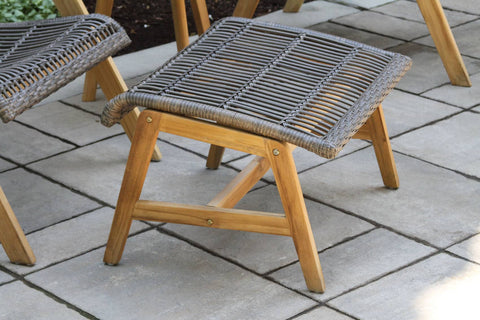 Teak & Resin Wicker Basket Single Ottoman