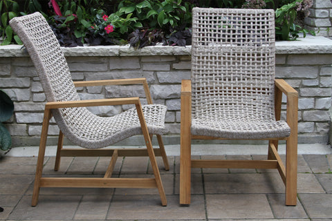 Teak & Nautical Rope Basket Single Lounger