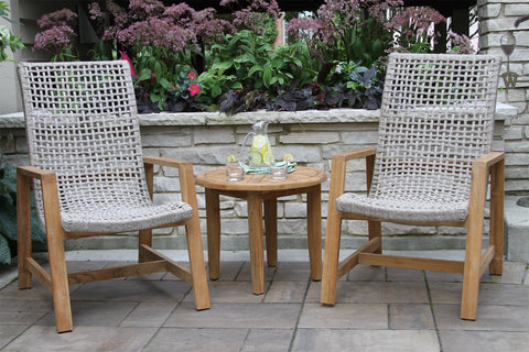 Teak & Nautical Rope Basket Single Lounger