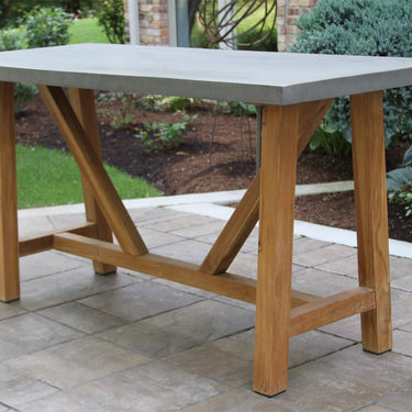 Teak and Wicker Counter Height Dining Set - 7 Piece