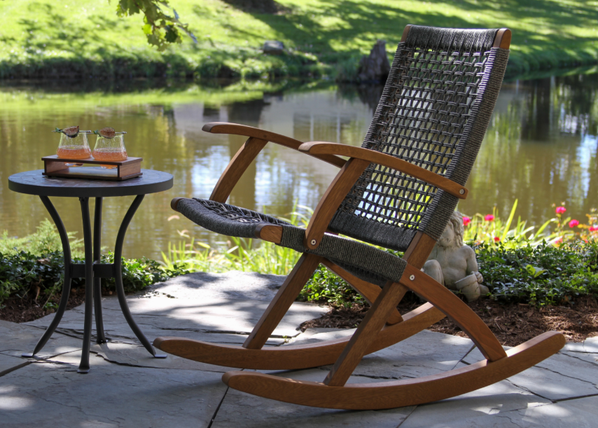 Rope and Eucalyptus Modern Rocking Chair - Thumbnail 3