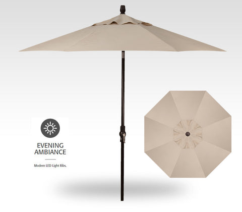 9' Starlux Twist Tilt Umbrella, Black Frame - Khaki