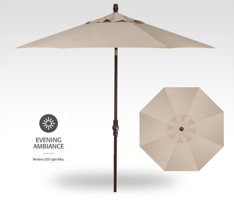 9' Starlux Twist Tilt Umbrella, Bronze Frame - Khaki