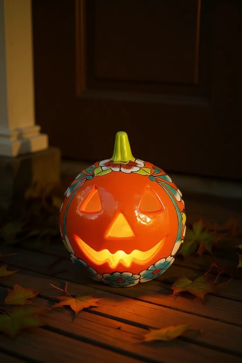 Talavera Colors Pumpkin Statue - Thumbnail 4