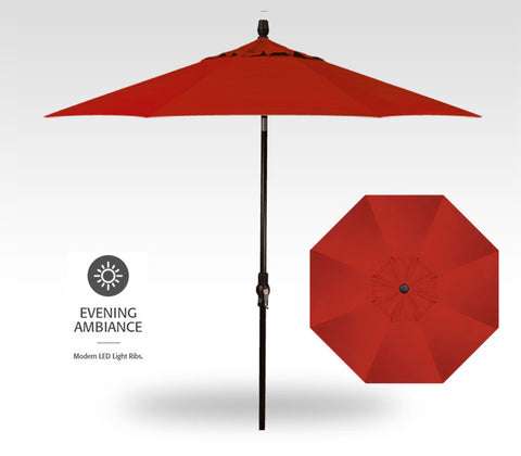 9' Starlux Twist Tilt Umbrella, Bronze Frame - Red