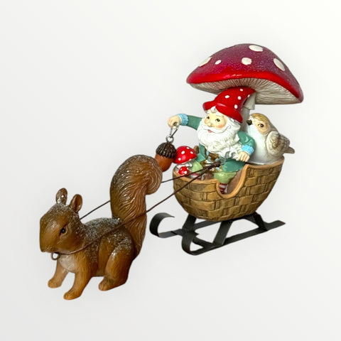 Resin Squirrel Sleigh