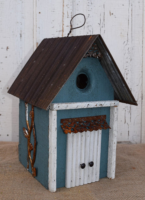 Birdhouse with Vine & Tin Roof