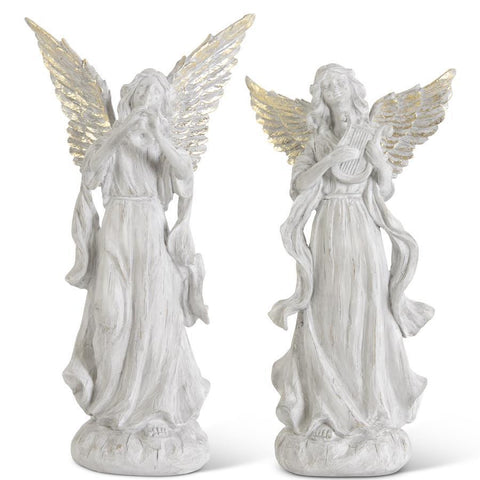 Gray Resin Angel with Gold Leaf Wings