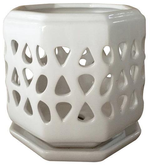 Cadence Orchid Pot White - 6 inch