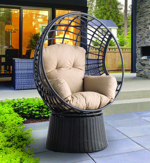 Nadine Swivel Basket Lounger Mushroom – Armstrong Garden Centers
