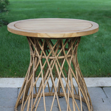 Bohemian Teak & Wicker Accent Table