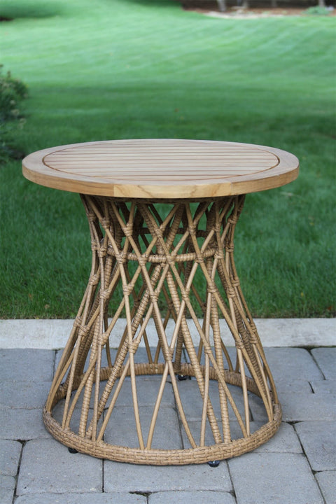Bohemain Teak and Wicker Accent Table
