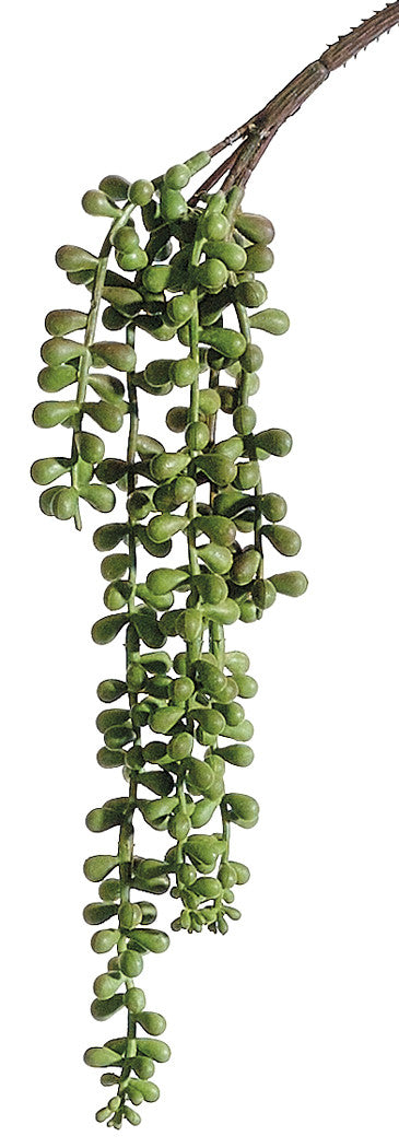 Faux Soft String of Pearls Spray Green - 13 inch