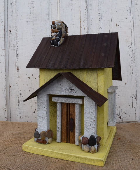 Birdhouse with Stone & Tin Roof