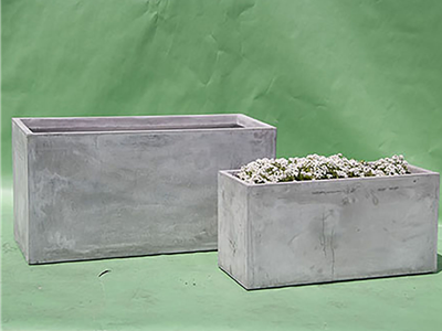 Rectangular Fiber Planter, Concrete Light Grey, Light Grey - 24" X 10.5"