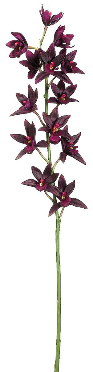 Faux Cymbidium Orchid Spray Plum - 38 inch