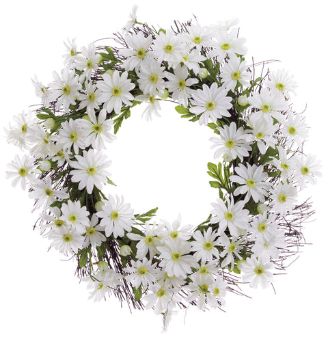 Faux Daisy Wreath White - 24 inch