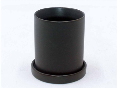 Cylinder Pot With Detached Saucers, Matte Cool Grey - 3" X 3"