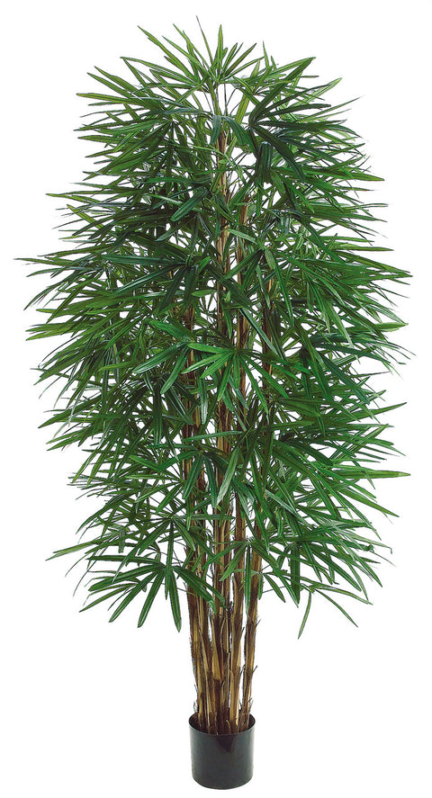 Faux Rhapis Tree x6 with 1502 Leaves in Pot Green - 6 foot