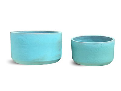 Redondo Noir Planter, Matte Turquoise - 13" X 10"