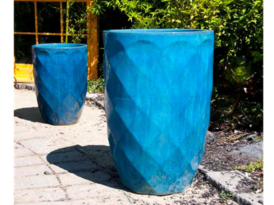 Medium High Diamond Planter, Falling Aqua - 11" X 16"