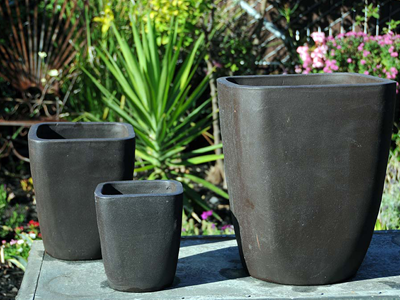 Laguna Square Planter, Espresso Clay - 13.5" X 17"