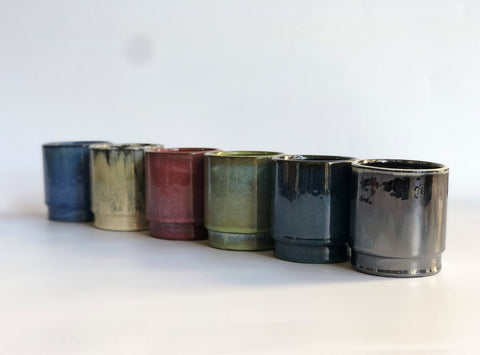 Floret Succulent Cup, Mixed Color Fall Glaze - 3.5" X 4"