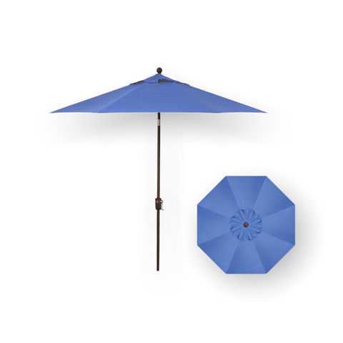 9' Push Button Tilt Umbrella, Bronze Frame - Sky