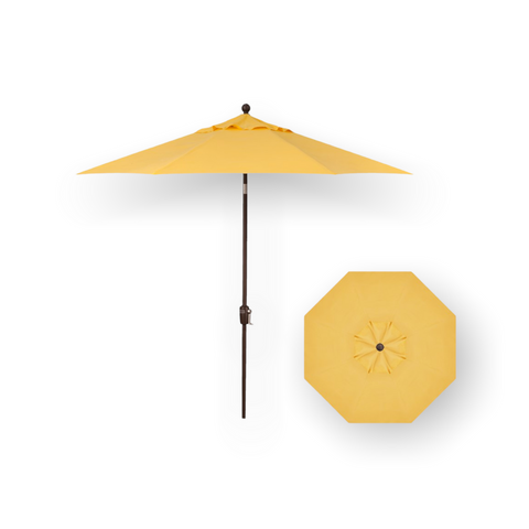 9' Push Button Tilt Umbrella, Bronze Frame - Lemon