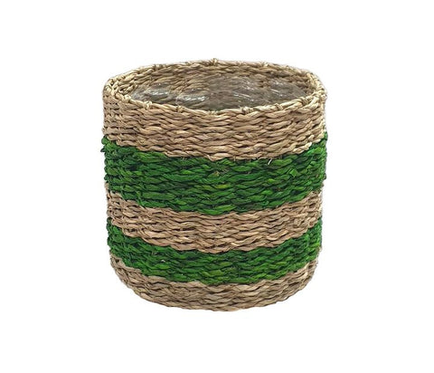 Seagrass Green Striped Basket