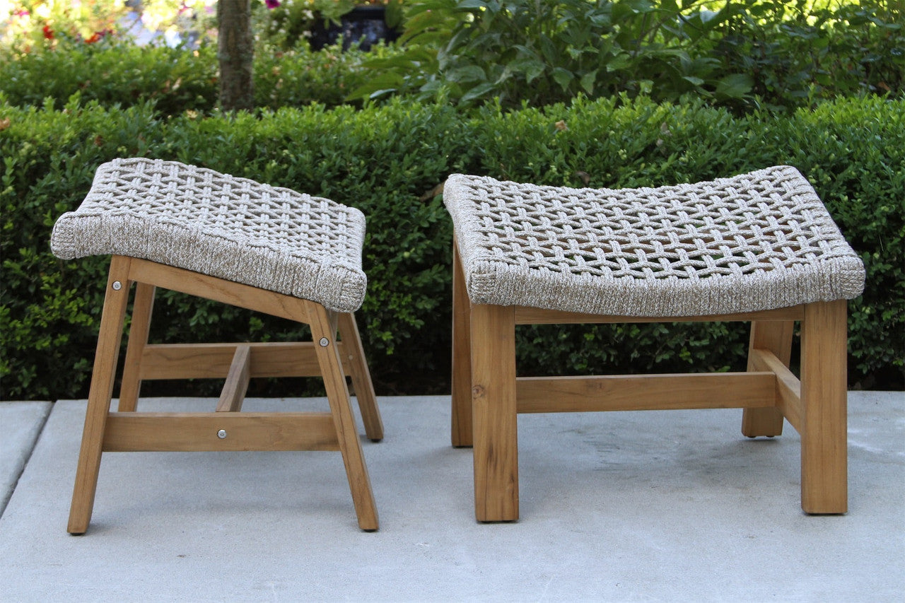 Teak & Rope Single Ottoman