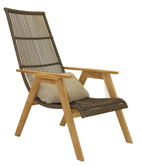Teak & Resin Wicker Basket Lounger Chair with Cushion