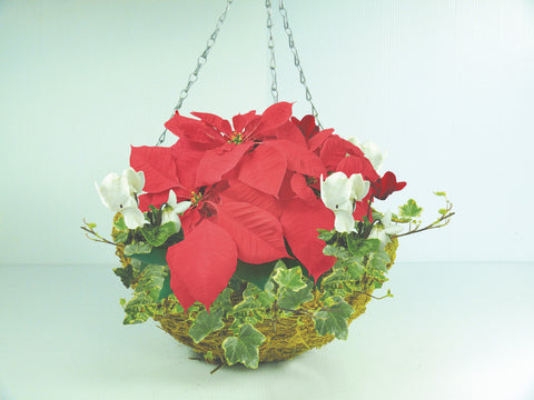 Poinsettia Hanging Basket Red - 12 inch hanging