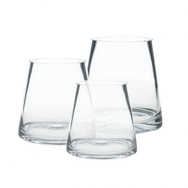 Fat Pyramid Clear Vase 5.7"x6"