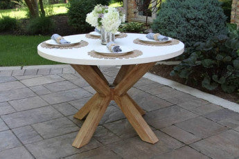 Ivory 48" Round Composite Dinning Set - 5 Piece