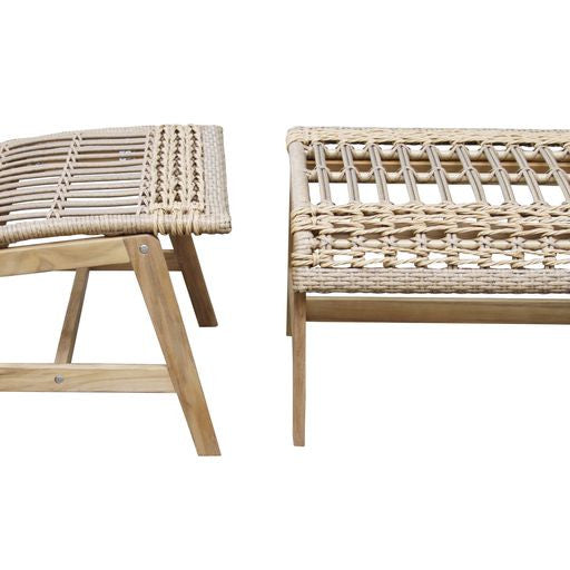 Bohemian Teak & Wicker Single Ottoman - Thumbnail 2