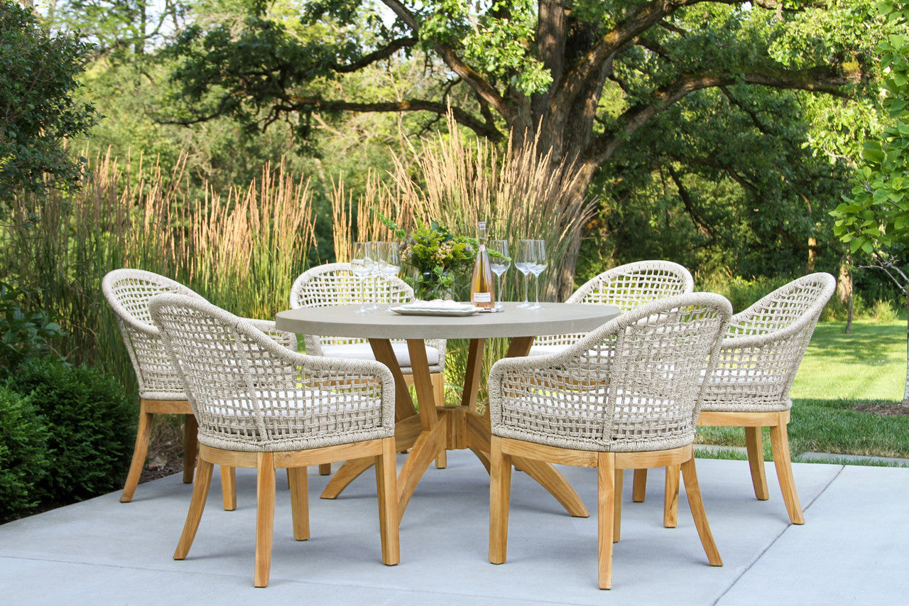 Teak Round Composite Top Dining Set